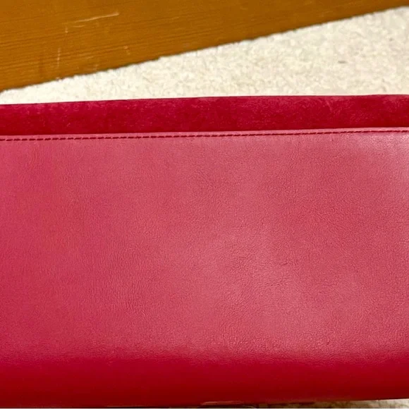 White House Black Market Burgundy Clutch with Bow & Removable Chain Strap - Picture 3 of 11